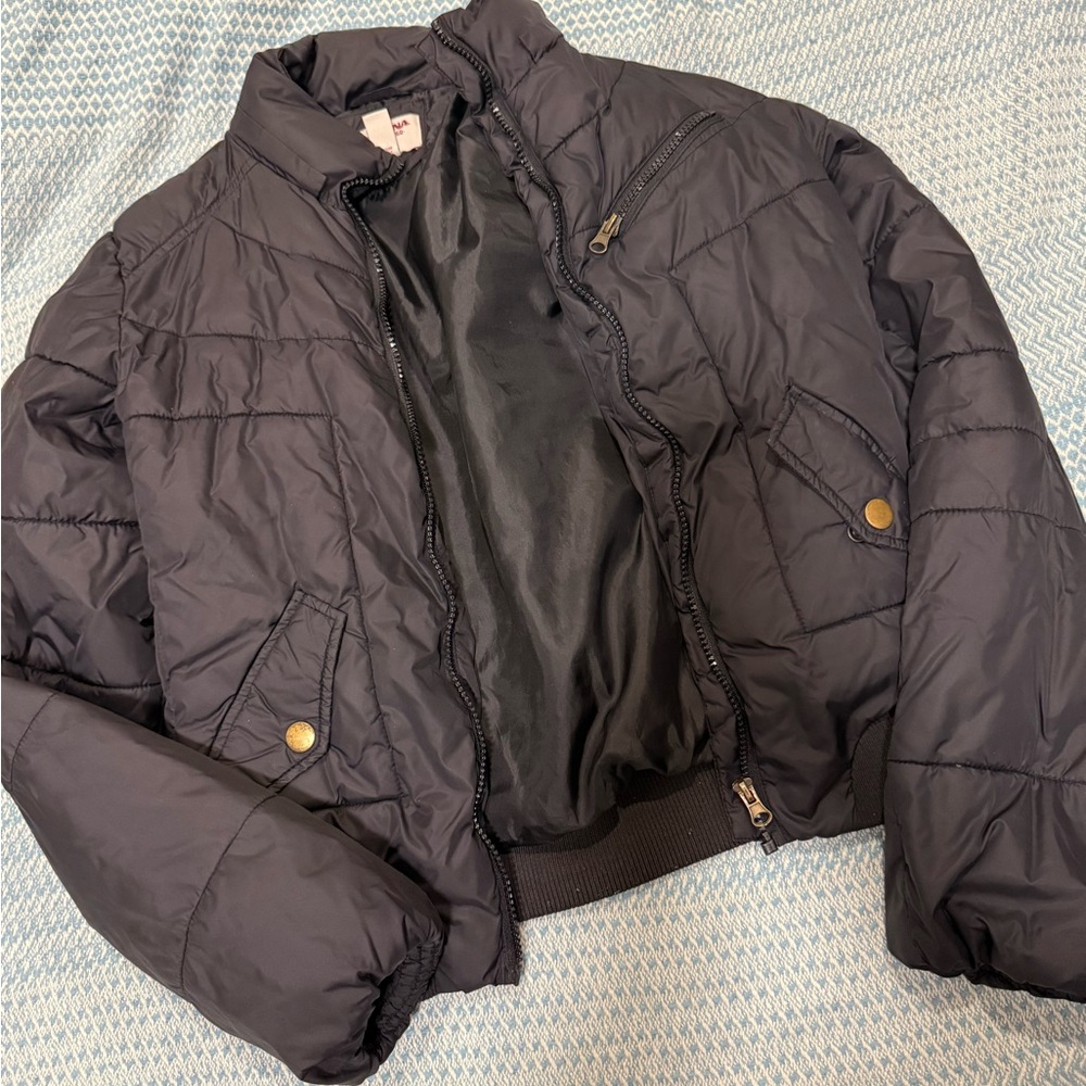 Kids Arizona Cropped Quilted Puffer Jacket - Black size Medium